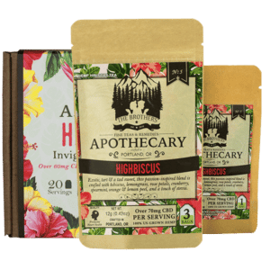 3 sizes of Highbiscus, CBD Hibiscus Tea, by the Brother's Apothecary