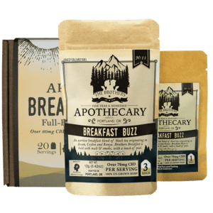3 Sizes of Breakfast Buzz, Breakfast CBD Tea, by The Brother's Apothecary