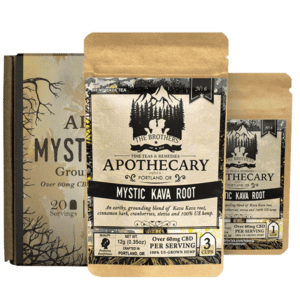 3 sizes of Mystic Kava, CBD Kava Tea, by The Brother's Apothecary