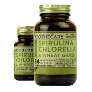 Two Sizes of Super Greens Capsule with cbd spirulina wheatgrass by The Brother's Apothecary