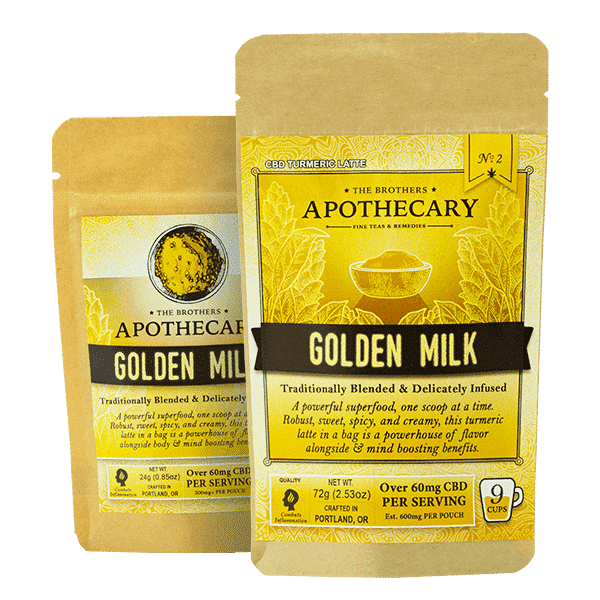 Two sizes of CBD Golden Milk by the Brother's Apothecary