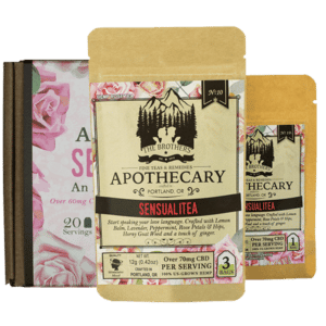 Three Sizes of Sensualitea, CBD Rose Tea, by The Brother's Apothecary