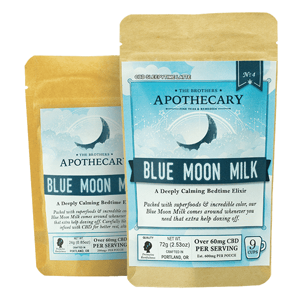Two Sizes of Blue Moon Milk CBD Latte by the Brother's Apothecary