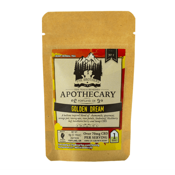 1 pack of Golden Dream, CBD Chamomile Tea, by the Brother's Apothecary