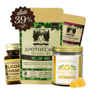 Gut Health Bundle with Digest Well, Mellow Mint CBD Tea, Cosmic Cleanse CBD Tea, and Lemon Ginger Drops