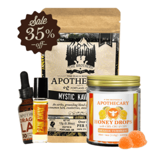 Pain Relief Bundle featuring Dragon's Lair, Pain Away, Mystic Kava CBD Tea, Orange Turmeric Drops